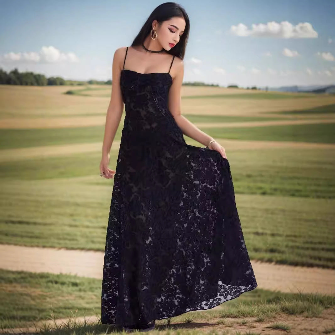 Wholesale  Summer New Fashion Sexy Perspective Seaside Vacation Slim-fit Slip Dress